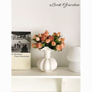 法式奶油风花瓶高级感客厅水养鲜花餐桌美式陶瓷轻奢花器插花摆件