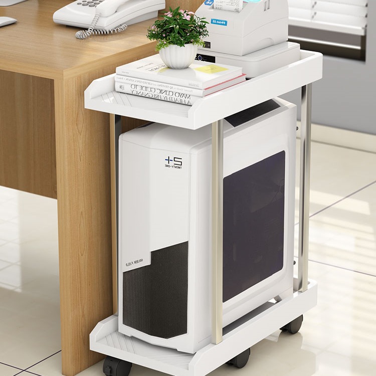 台式电脑主机托架打印机一体置物架办公室可移动多层落地机箱底座