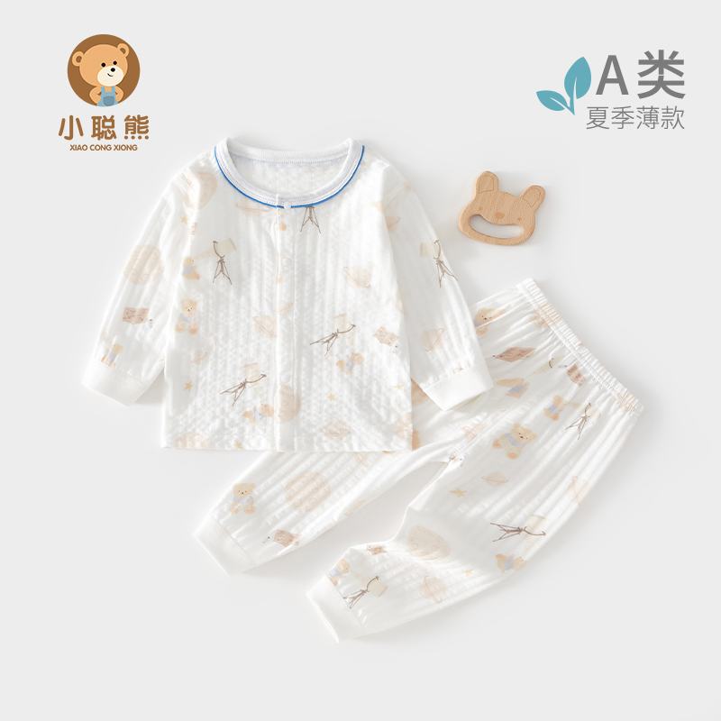 小聪熊婴儿衣服夏季薄款分体套装