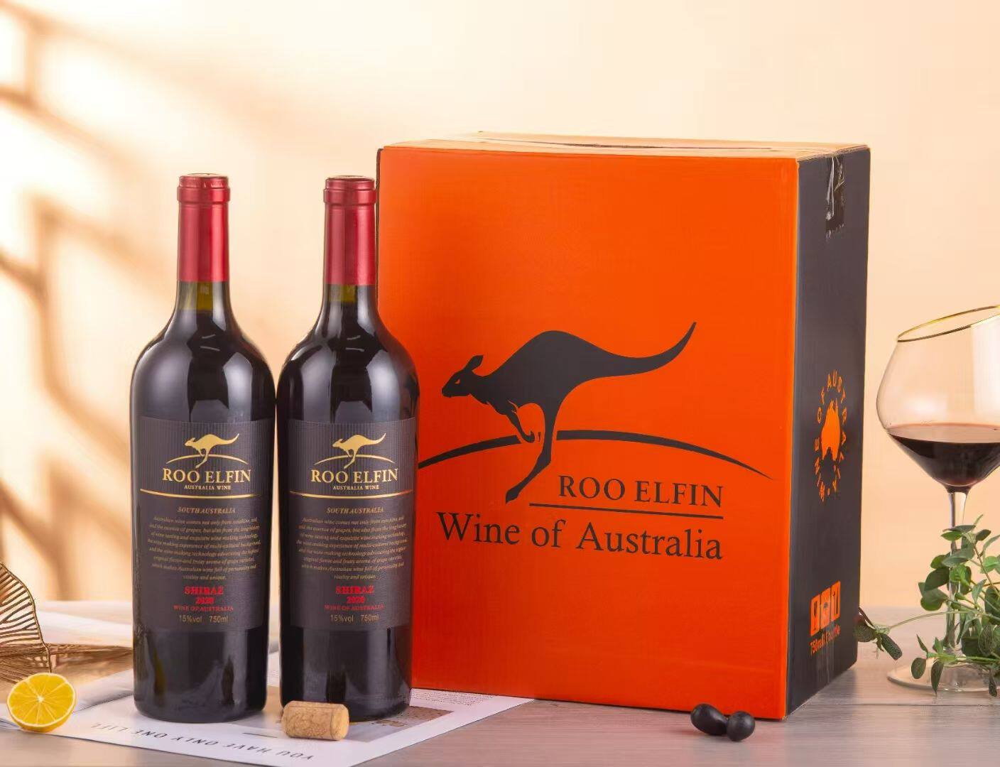 澳洲进口15度袋鼠精灵西拉干红葡萄酒750ml*6瓶超重瓶请送礼酒