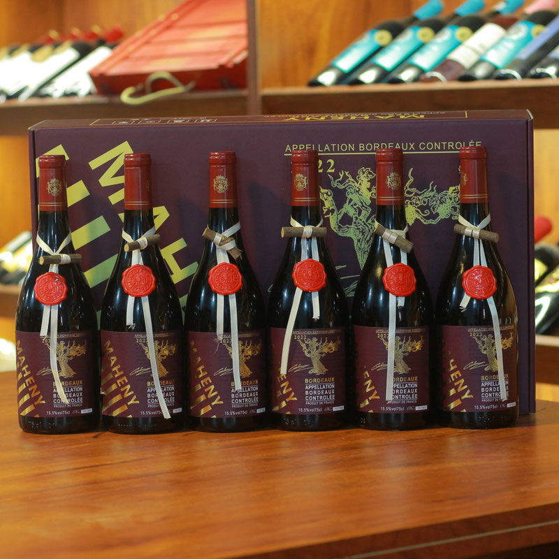 法国进口红酒15.5度波尔多AOC老藤干葡萄酒750ML*6瓶