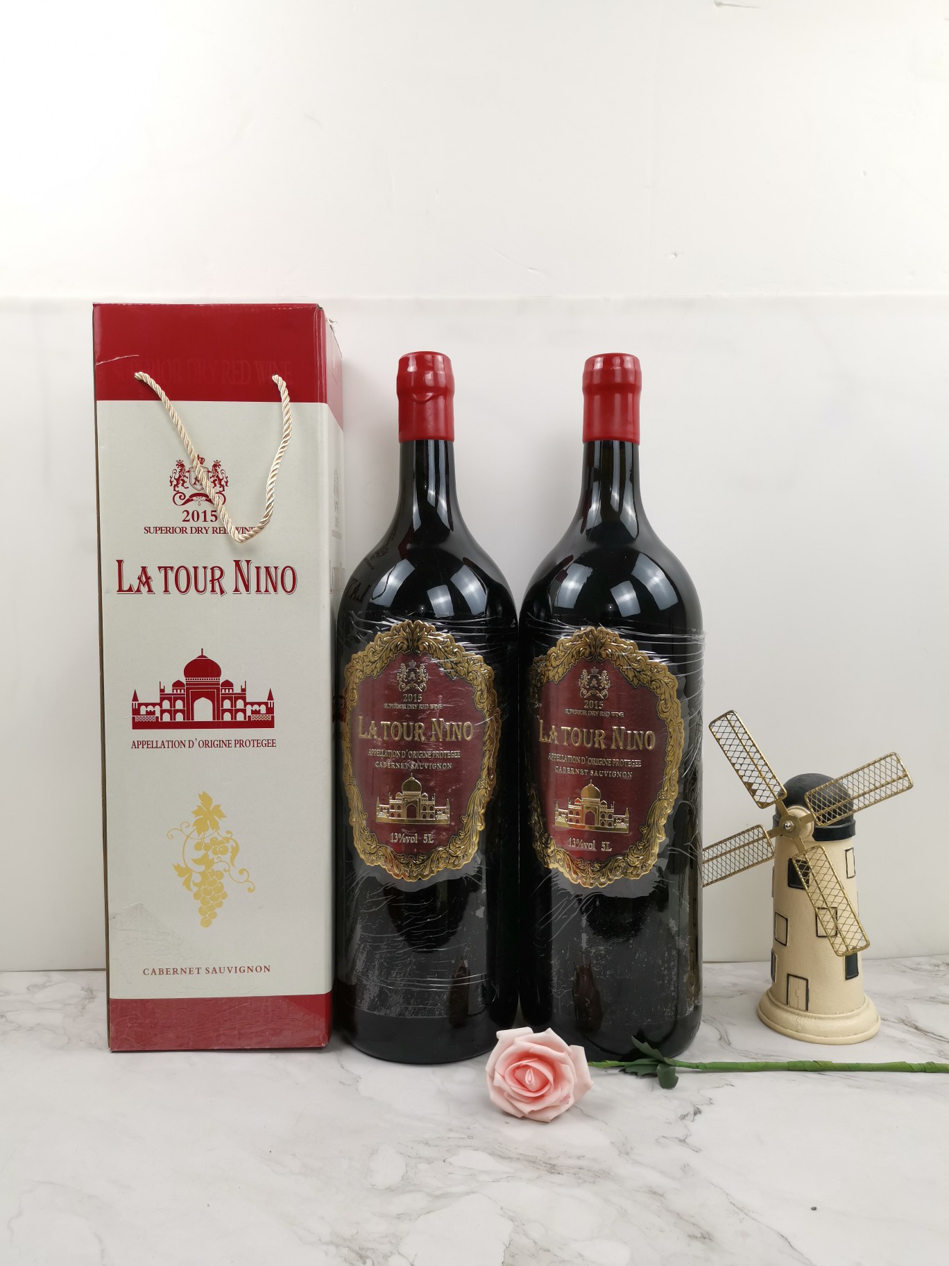 法国进口5L大瓶干红拉图尼诺伯爵干红葡萄酒13度摆件大酒