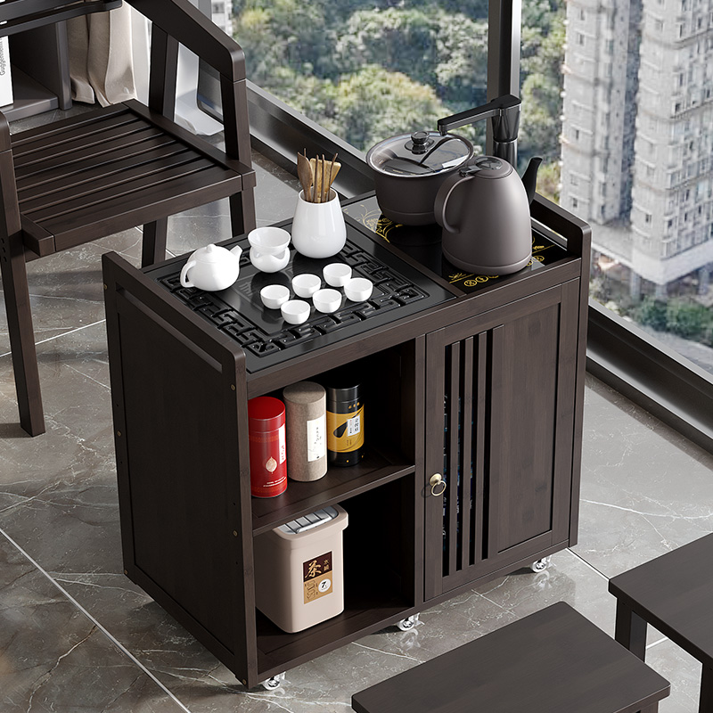 移动茶桌家用小茶台带轮茶车茶几茶具套装全自动烧水壶一体茶水柜