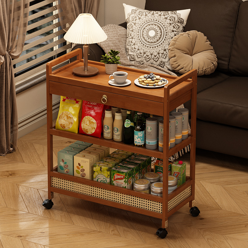 置物架小推车多层收纳架客厅落地移动家用杂物储物柜简易零食架子