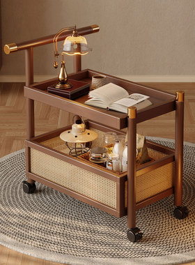 沙发边几客厅家用可移动茶几小桌子床头侧边柜小推车置物架中古风