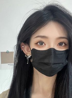 黑色口罩明星同款ins女高颜值防晒透气显脸小可爱学生女神波浪形