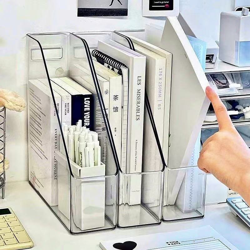 0透明書立架桌面書桌收納盒