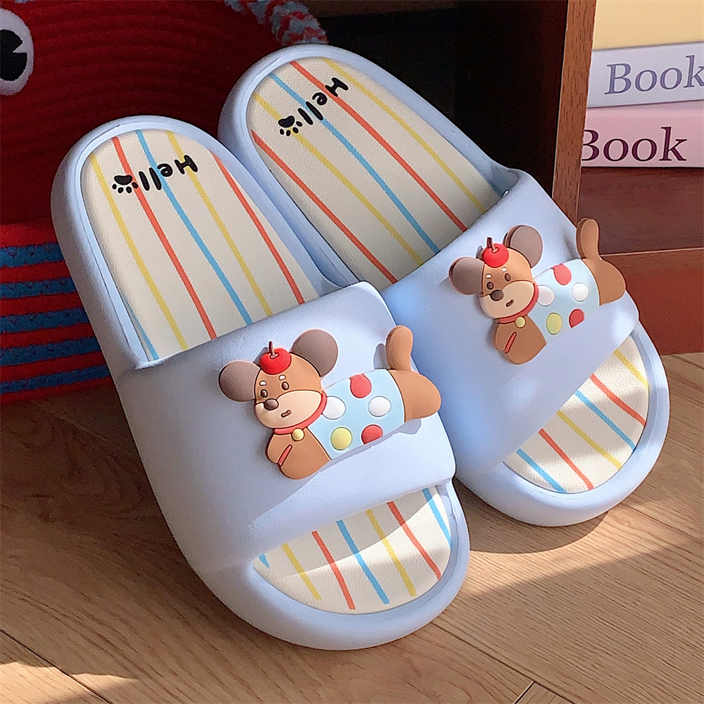 趣味彩色ins小狗夏厚底防臭凉拖