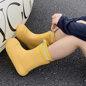 外穿时尚 春夏季 亲子中筒雨鞋 防水防滑抽绳束口男女童上学专用雨靴