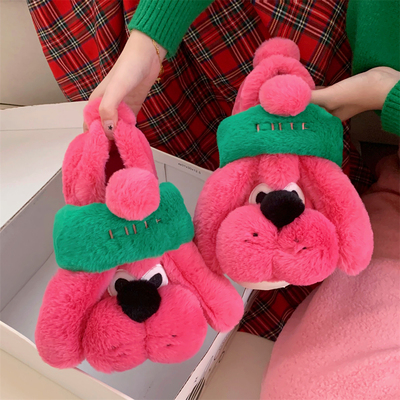 丑萌狗狗居家防滑舒适柔绒棉拖鞋