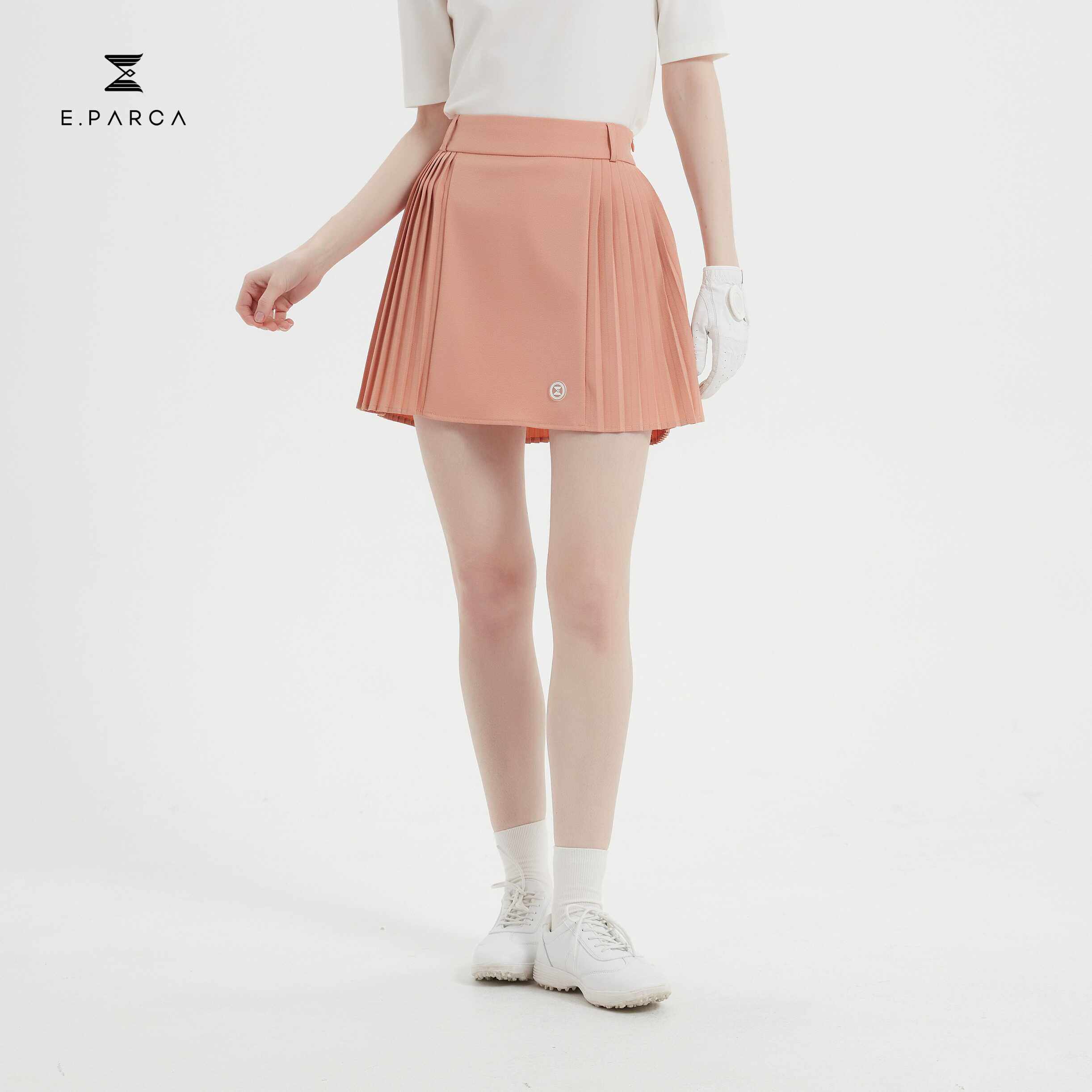 E.PARCA2024夏季高尔夫运动服饰女装时尚小包套装拼接百褶半裙