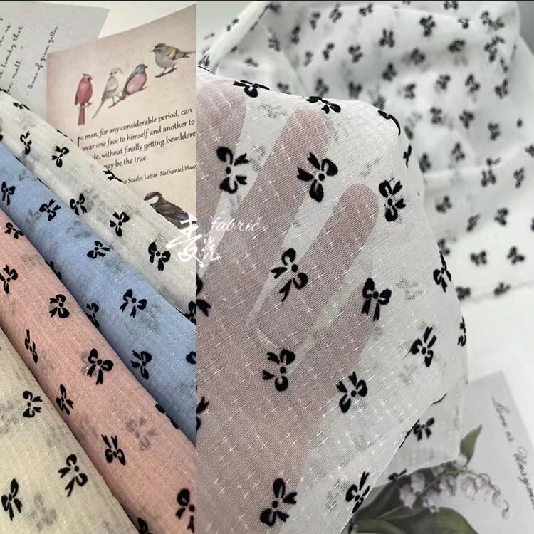 满天星流星雨欧根纱小香风植绒蝴蝶小碎花汉服童装连衣裙柔软面料