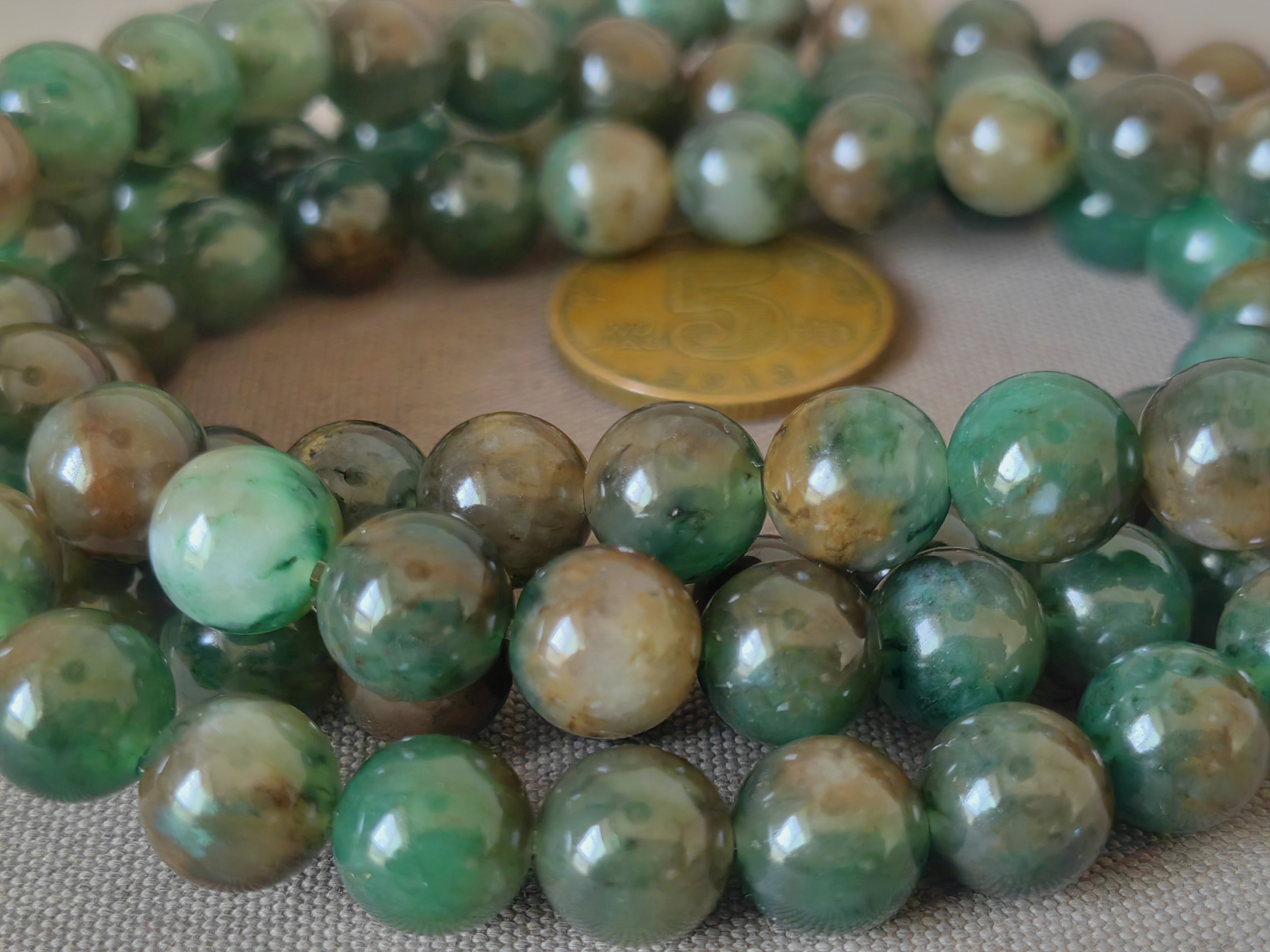 独山玉老天蓝糖卡8毫米108颗项链，古朴厚重，色聚色浓，一眼千年