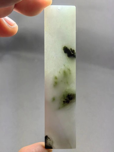 独山玉收藏级老透水白带翠带粉红料标本---书签