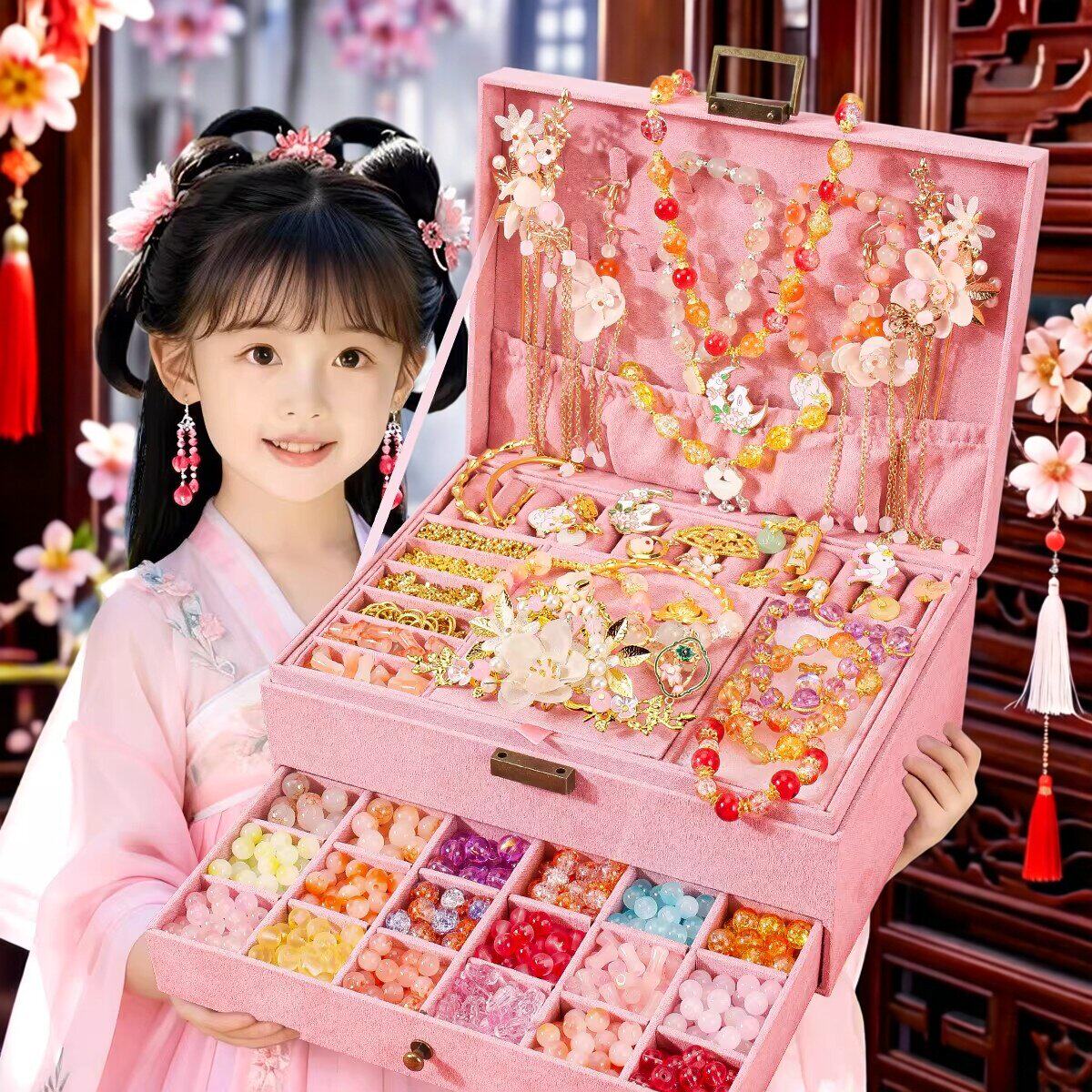 国风琉璃女孩手工串珠diy生日礼盒儿童益智玩具手串制作套装礼物6