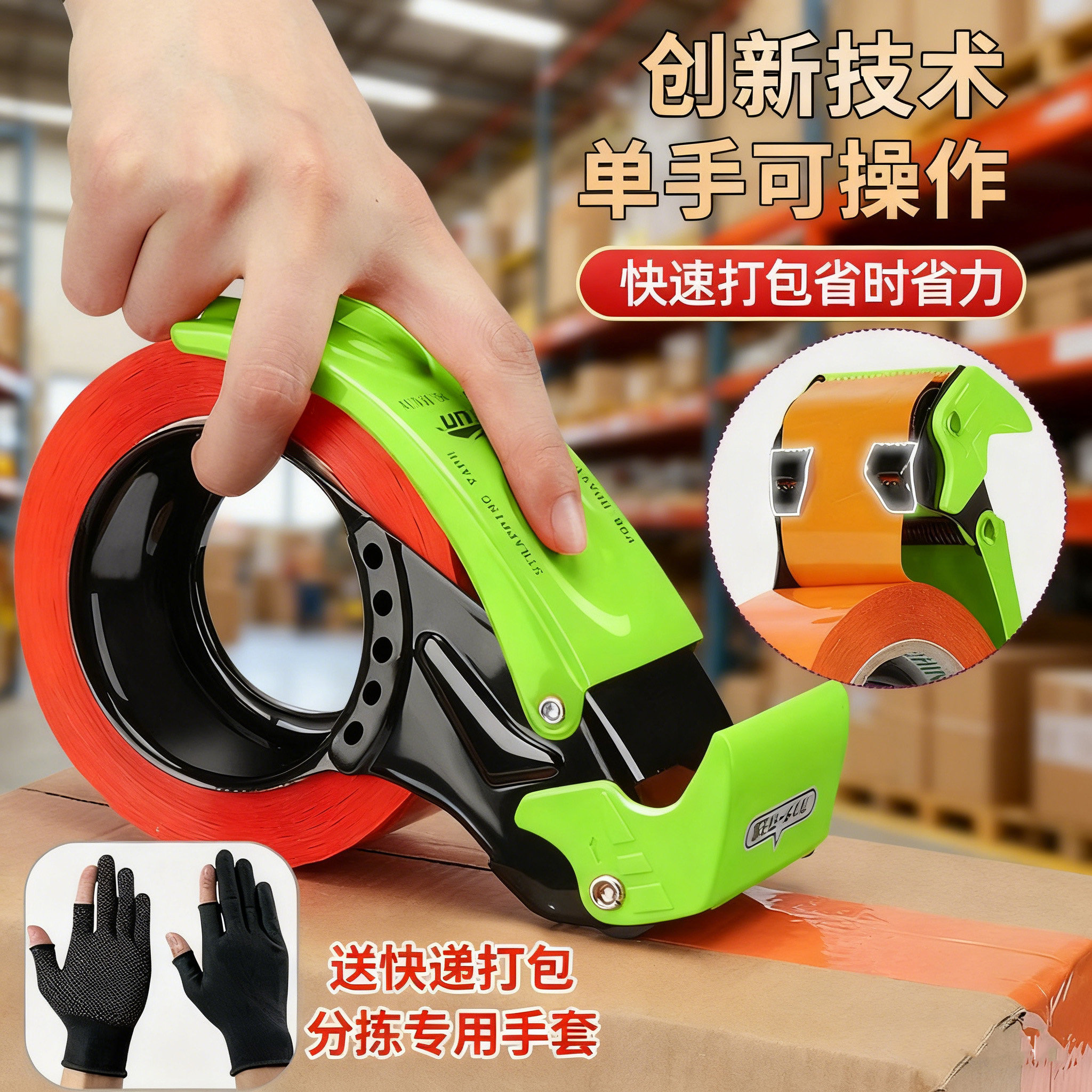 金属防脱胶封箱器透明胶带切割器