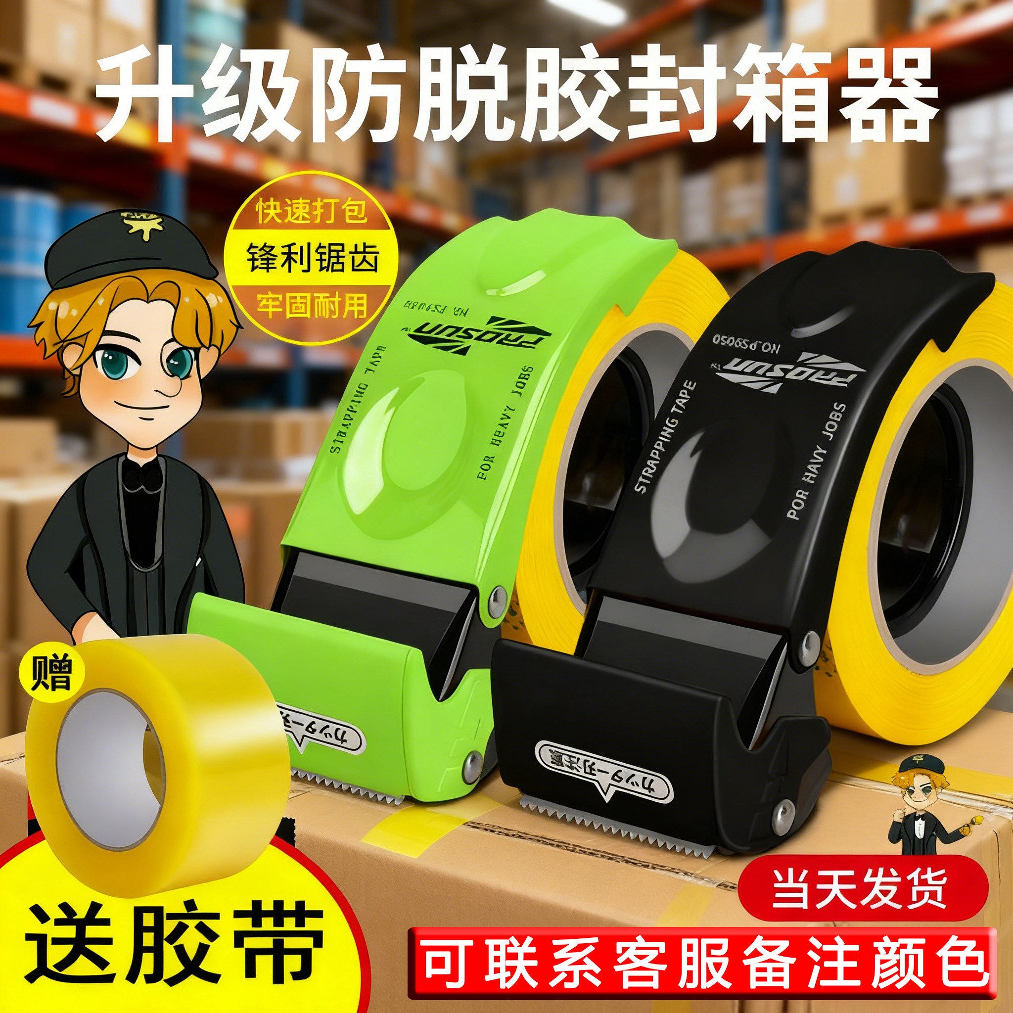 升级金属胶带切割器大号加厚封箱