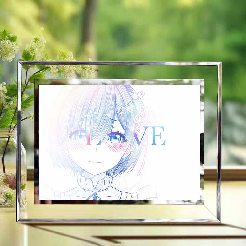 Love眼睛二次元简约水晶相框摆件动漫装饰礼物朋友创意手绘风相片