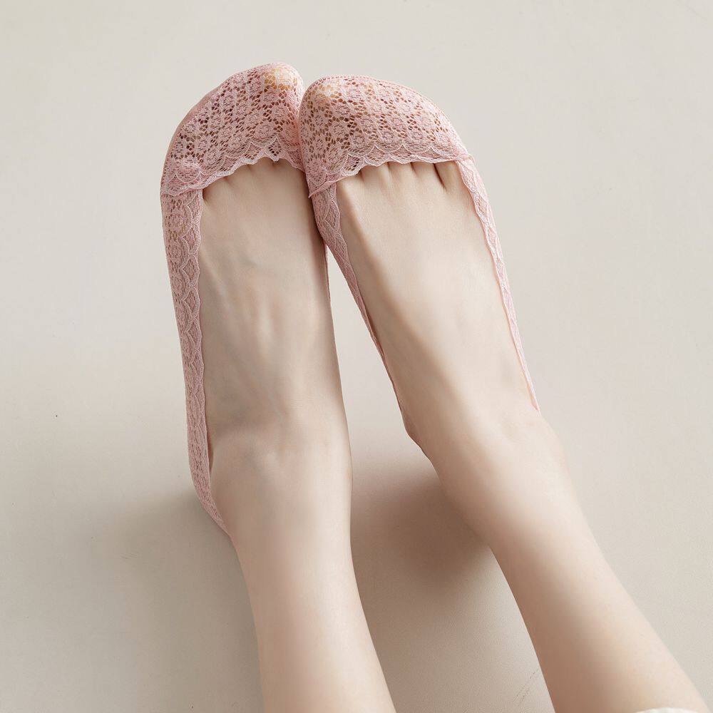 浪莎蕾丝船袜女夏季薄款浅口冰丝女隐形袜棉底防滑不掉跟蕾丝袜子