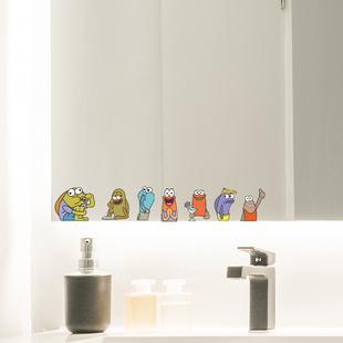 比奇堡居民搞笑趣味镜子卡通瓷砖玻璃门个性 饰贴纸 防水镜面可爱装