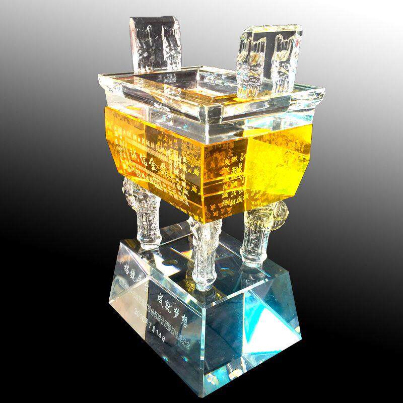 大小号水晶鼎摆件诚信金鼎商务礼品家居装饰品开业礼品公司周年庆