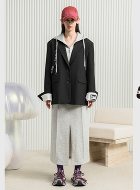 UX 2025新款 灰色卫衣半身裙女 时尚通