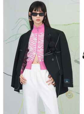 【舒心】UNIDESXUX新款斜门襟撞色西装DJ307002A190