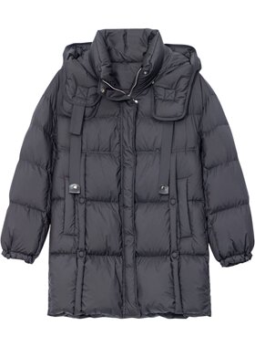 UX 冬季新款 黑色中长款羽绒服女时尚百