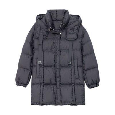 UX 冬季新款 黑色中长款羽绒服女时尚百