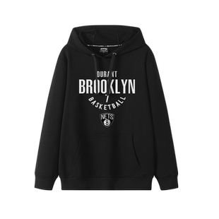 篮网队杜兰特卫衣男美式篮球7号运动训练连帽衫冬季加绒潮流外套