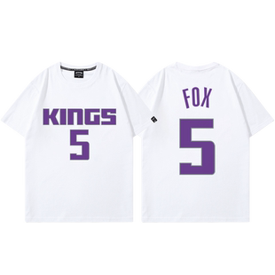 国王队FOX福克斯5号篮球衣男士美式休闲运动投篮训练短袖夏季潮流