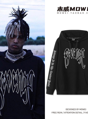xxxtentacion同款卫衣男XXX纪念欧美Revenge美式潮牌嘻哈连帽外套