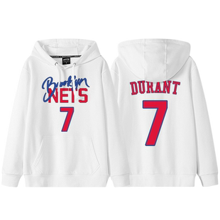 篮网杜兰特卫衣男秋冬款2023新款ins潮牌手绘7号圆领加厚长袖外套