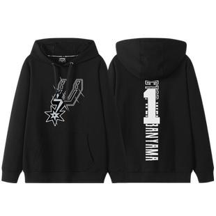 马刺队文班亚马1号卫衣男2023新款美式休闲篮球衣秋冬加绒连帽衫