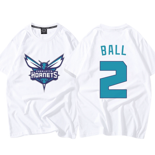 三球鲍尔T恤男黄蜂队篮球衣2号投篮训练服学生美式宽松纯棉短袖潮