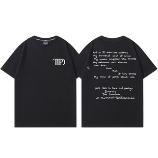 泰勒霉霉新专辑TTPD周边同款短袖T恤男女斯威夫特TS11休闲半袖夏