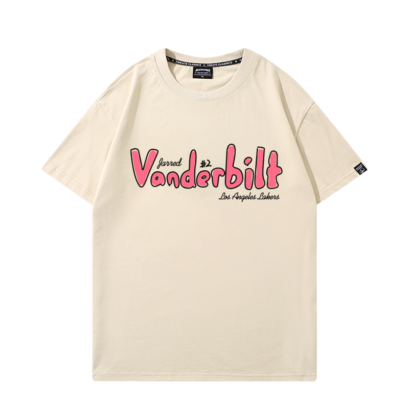 湖人队范德比尔特2号涂鸦T恤男美式篮球衣休闲训练短袖宽松夏季潮