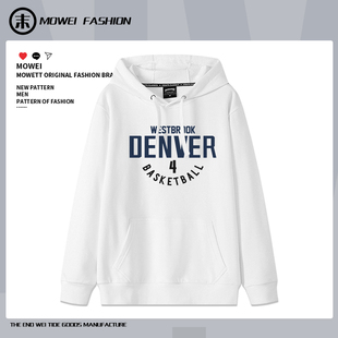 威少掘金队4号球衣男美式休闲运动训练服宽松纯棉篮球连帽卫衣潮