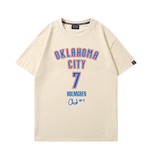 雷霆队霍姆格伦T恤男美式复古休闲投篮训练服切特7号篮球短袖夏季