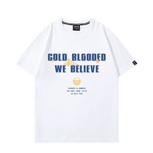 勇士主场球队口号T恤男美式休闲投篮训练服宽松纯棉半袖夏季潮流