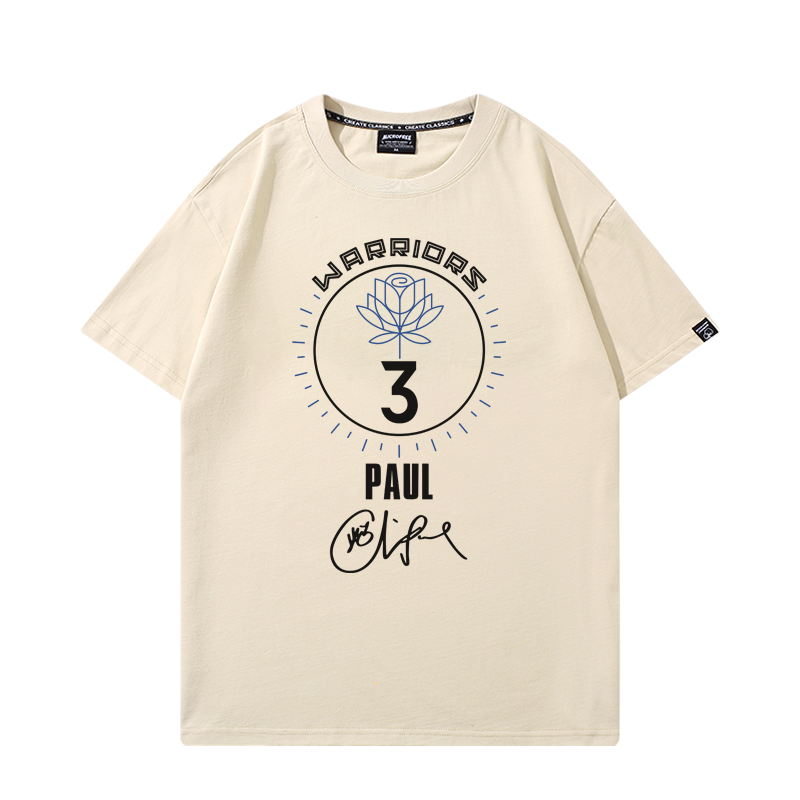 勇士队CP3保罗3号篮球衣男美式复古运动训练短袖夏季宽松T恤潮流