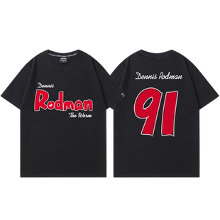 罗德曼篮球衣T恤男美式街头复古印花短袖休闲运动训练服夏季宽松