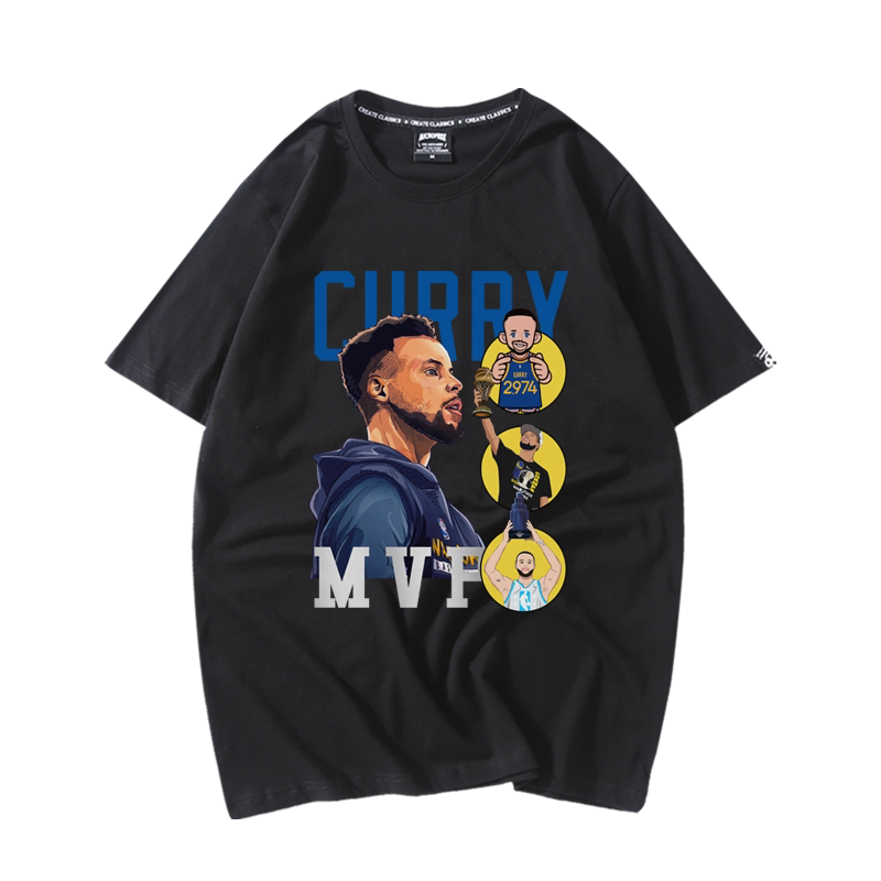勇士队curry30号库里mvp短袖t恤男美式篮球运动训练服宽松纯棉夏