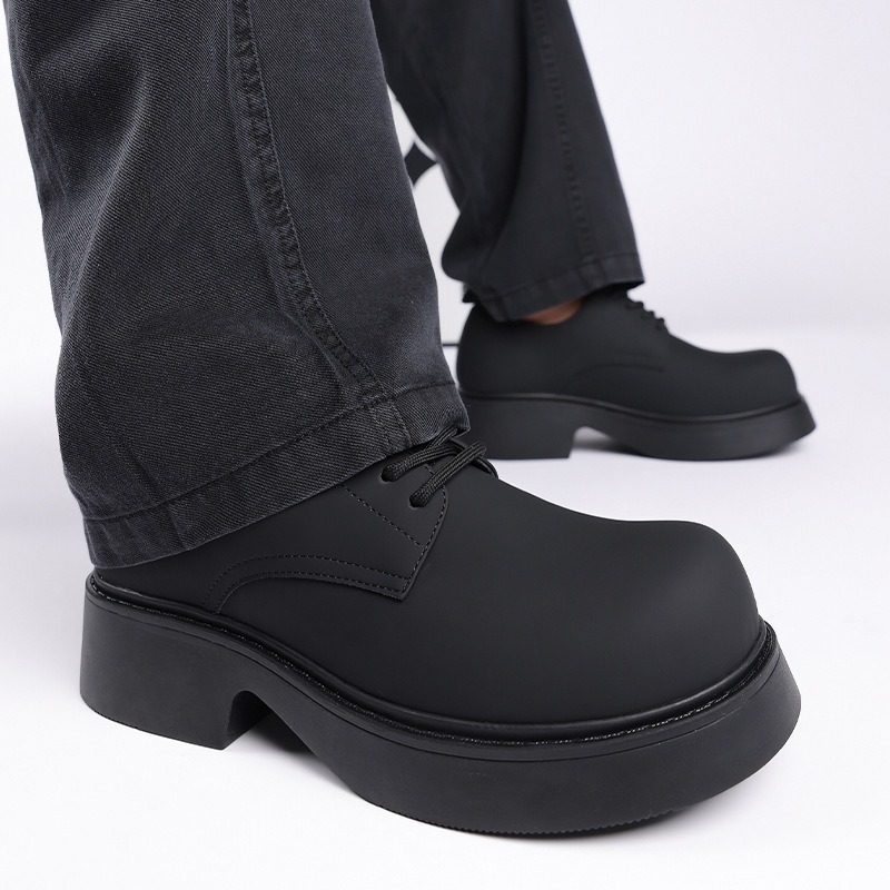德比鞋男款皮鞋黑色马丁靴厚底英伦风增高大头高级感圆头男士鞋子