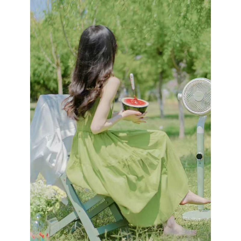 新疆川西草原出游云南风海边度假多巴胺一整套装穿搭连衣裙夏吊带