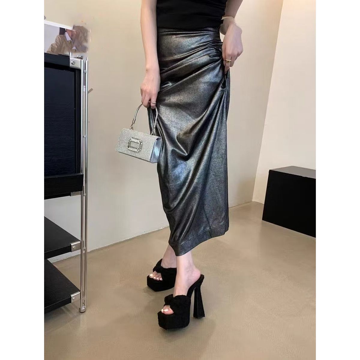 粗跟超高跟鞋12CM夜店性感防水台厚底蝴蝶结时尚模特走秀凉拖鞋女