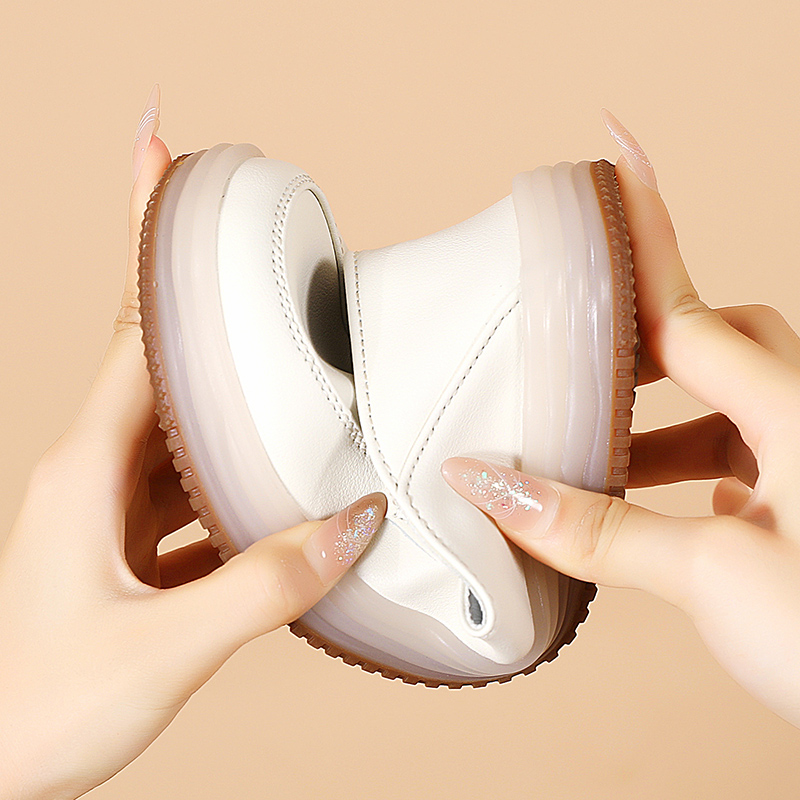 春秋软面软皮皮面防滑孕妇鞋子女舒适软底一脚蹬小皮鞋护士小白鞋