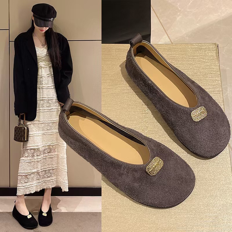 真皮一脚蹬芭蕾玛丽珍单鞋女平底2025秋新款百搭不累脚软底豆豆鞋