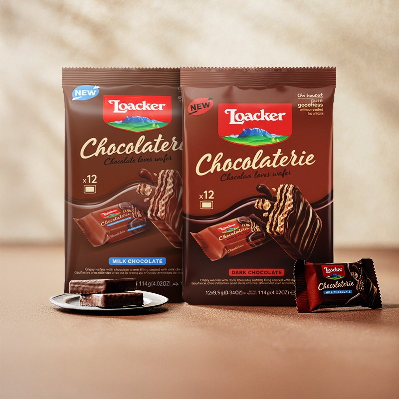 意大利Loacker莱家涂层巧克力威化饼干114g纯可可脂小零食