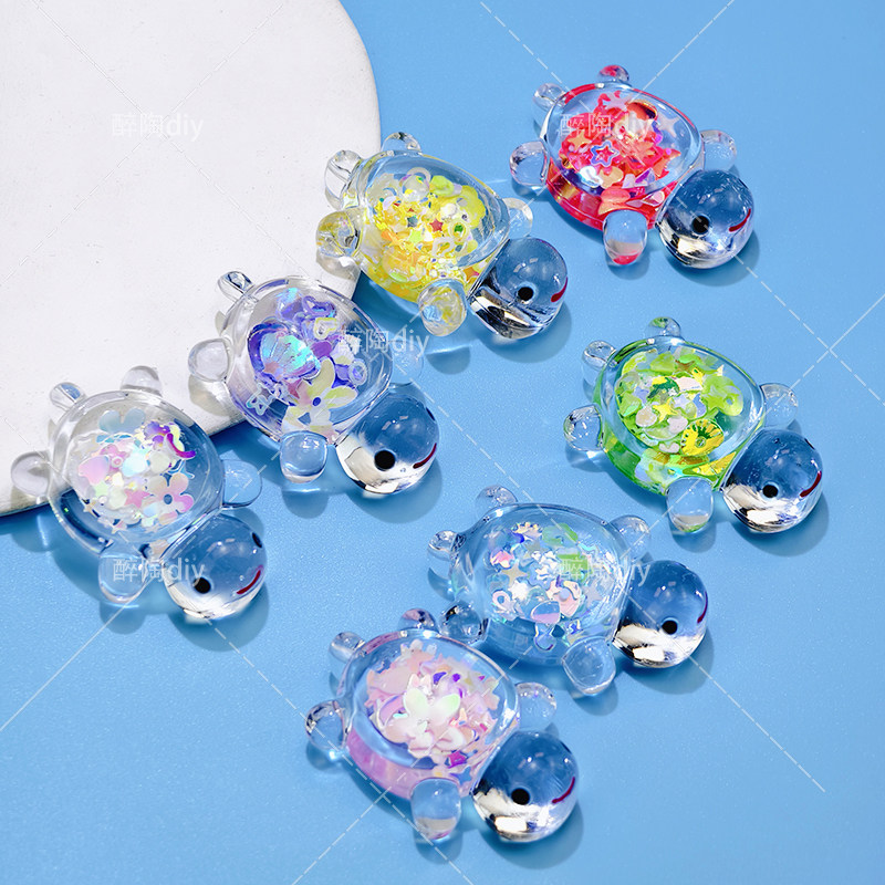 创意冰透细闪透明乌龟摆件鱼缸微景观动物模型仿真小玩具饰品配件